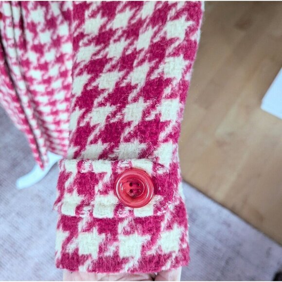 DIA Wool Alpaca Hot Pink Large Hounds Tooth Fitted Coat Size Small - Picture 7 of 15